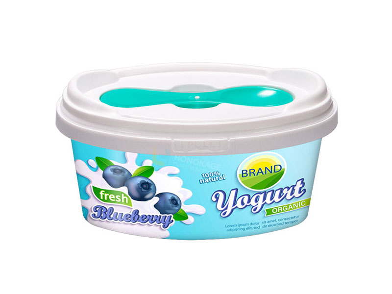 100g Oval IML Plastic Yogurt Container With Lid And Spoon - 翻译中...