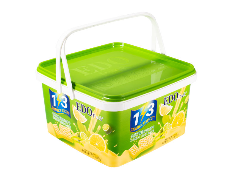 3l Square Plastic IML Biscuit Container With Double Handles - 翻译中...