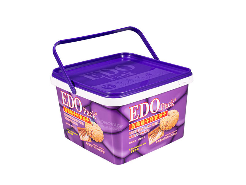 3l Square Plastic IML Biscuit Container With Single Handle - 翻译中...