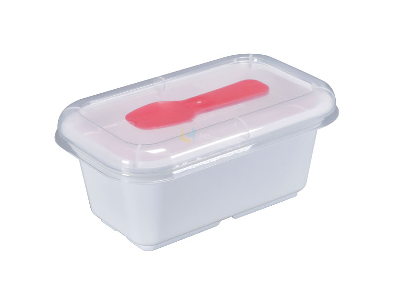 8oz Rectangular IML Plastic Yogurt Container With Lid And Spoon - 翻译中...